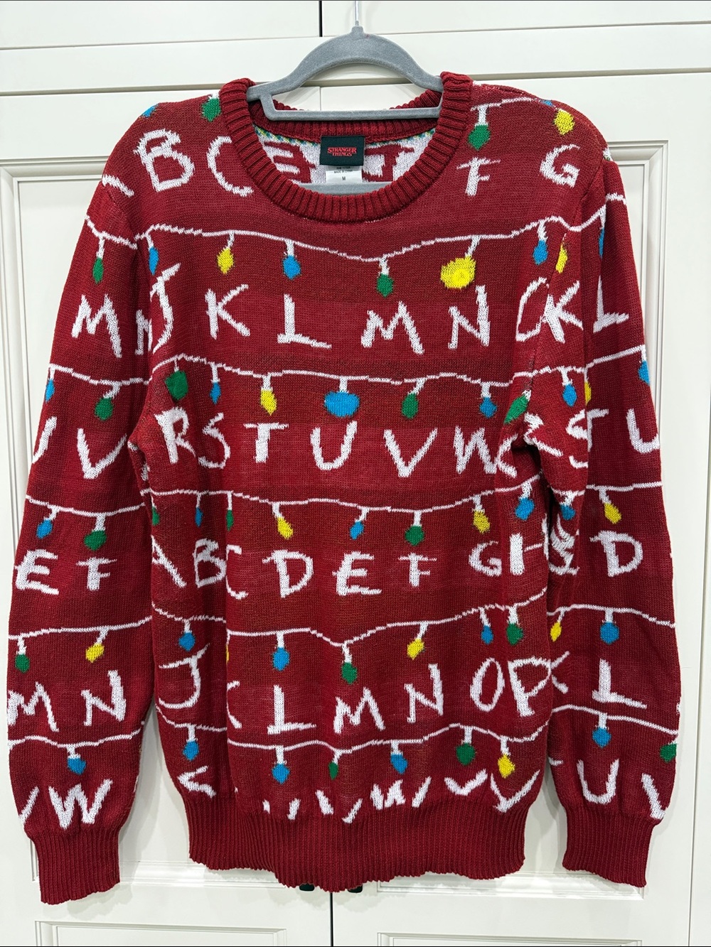 Stranger Things Netflix Alphabet Ugly Christmas Sweater. Medium Unisex teacher